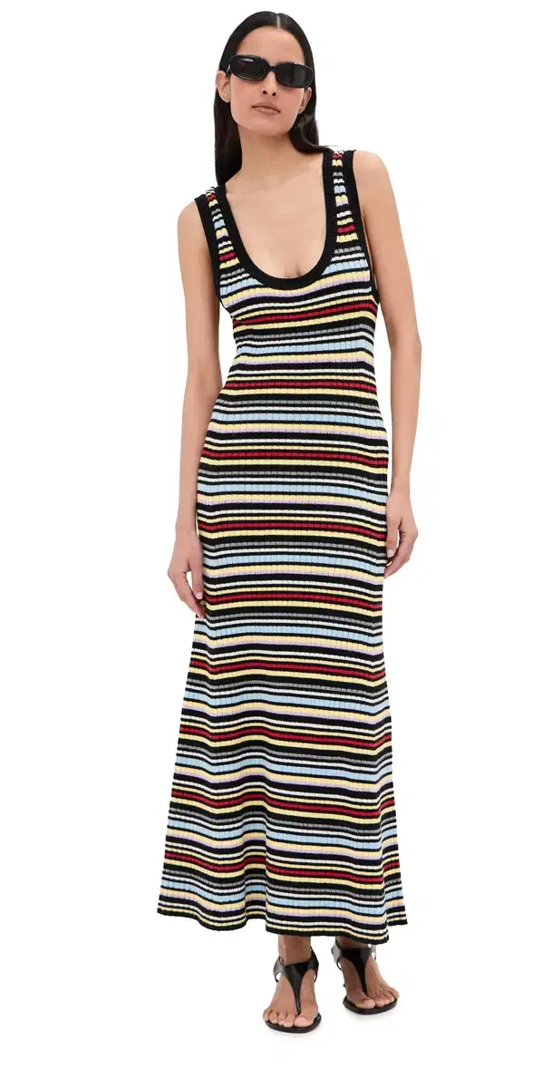 LE BOP Teller Dress Black ulti Stripe