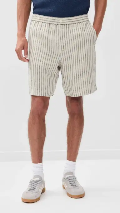 Vince Ballston tripe Hemp Shorts 8 Parchment/Coastal tripe | Thumbnail 2 Vince Ballston tripe Hemp Shorts 8 Parchment/Coastal tripe | Thumbnail 2