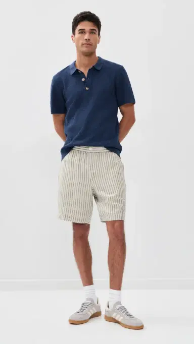 Vince Ballston tripe Hemp Shorts 8 Parchment/Coastal tripe | Thumbnail 5 Vince Ballston tripe Hemp Shorts 8 Parchment/Coastal tripe | Thumbnail 5