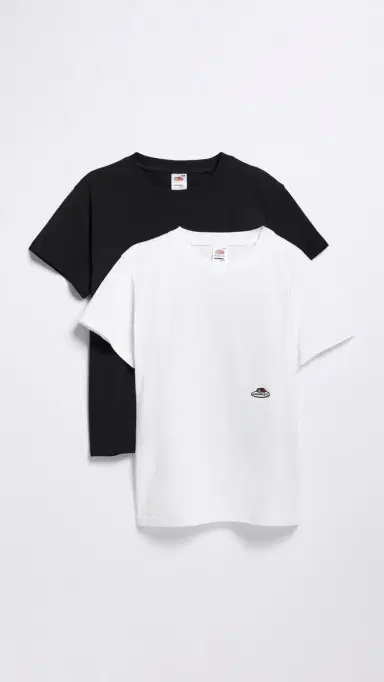 Hommegirls Homme Girls x Fruit of The Loom Classic Tee 2 Pack White/Black L | Thumbnail 2