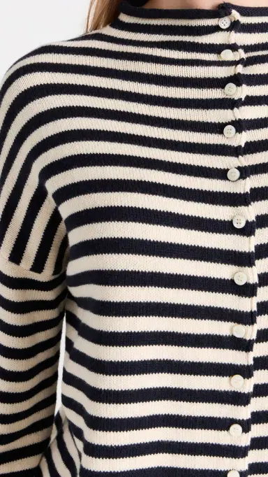 Alex Mill Taylor Cardigan in Stripe Cotton Cashmere Blend Navy/ | Thumbnail 6 Alex Mill Taylor Cardigan in Stripe Cotton Cashmere Blend Navy/ | Thumbnail 6