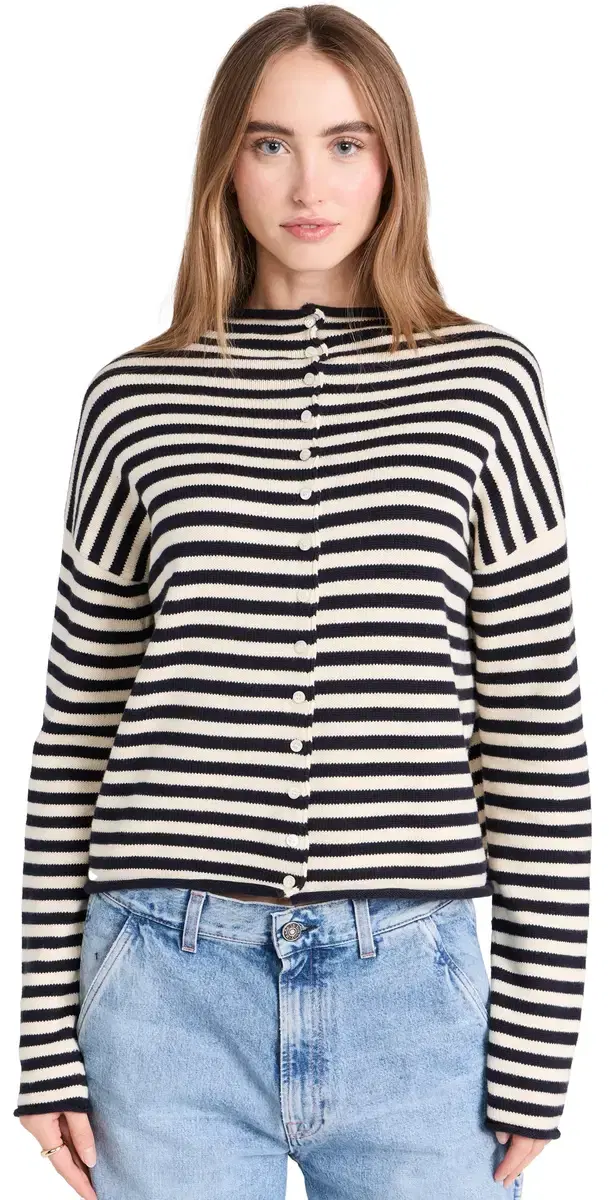 Alex Mill Taylor Cardigan in tripe Cotton Cashmere Blend Navy/