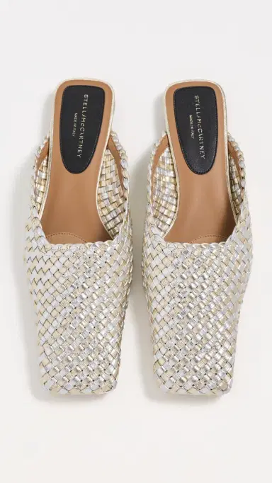 Stella McCartney Metallic Woven Alter Mat Slippers Silver/Gold | Thumbnail 2 Stella McCartney Metallic Woven Alter Mat Slippers Silver/Gold | Thumbnail 2
