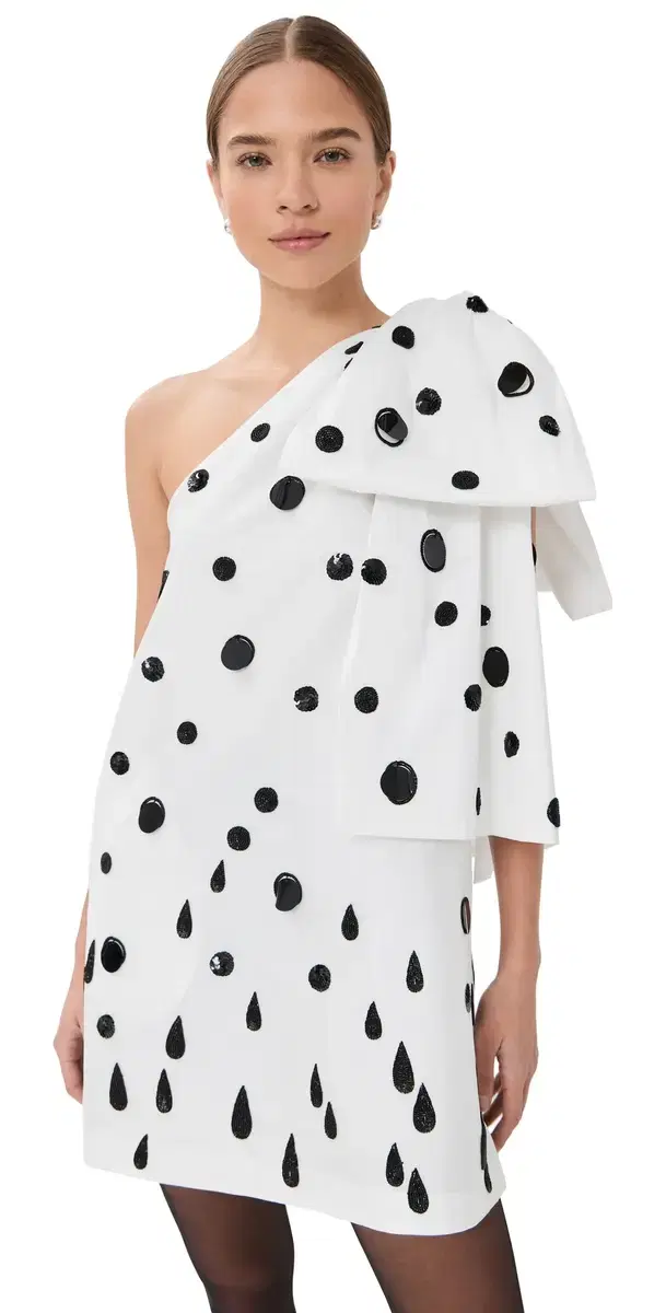 Winnie Short Dress Black Polka Rain Emb/