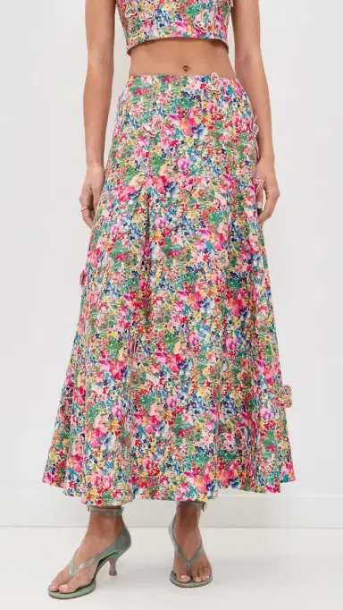 FARM Rio Peasant Floral Butterfly Maxi Skirt Peasant Floral Off-White | Thumbnail 2