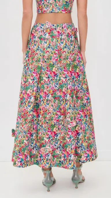 FARM Rio Peasant Floral Butterfly Maxi Skirt Peasant Floral Off-White | Thumbnail 3
