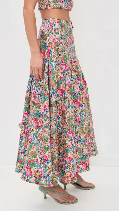 FARM Rio Peasant Floral Butterfly Maxi Skirt Peasant Floral Off-White | Thumbnail 4