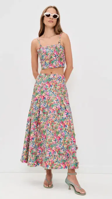 FARM Rio Peasant Floral Butterfly Maxi Skirt Peasant Floral Off-White | Thumbnail 5