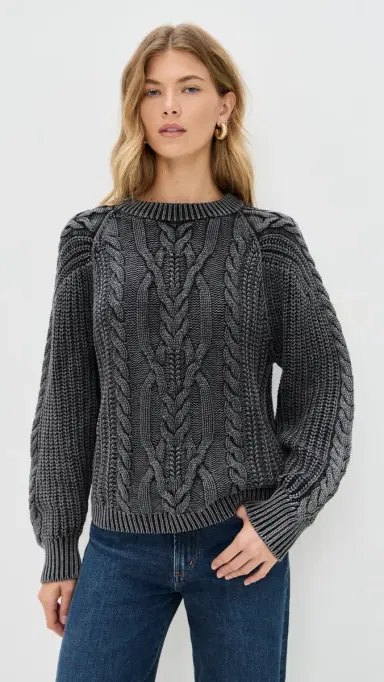Free People Frankie Cable Pullover Onyx | Thumbnail 2