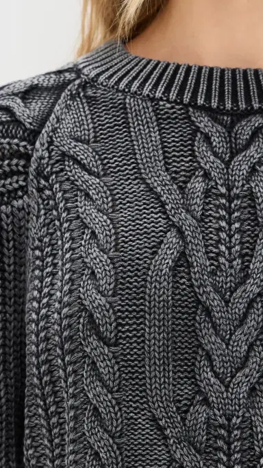 Free People Frankie Cable Pullover Onyx | Thumbnail 6