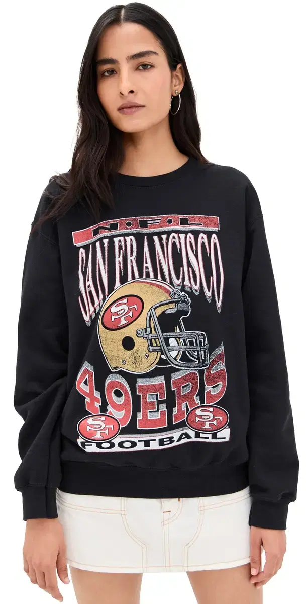 49ers Helmet Crew Fleece Black
