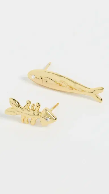 éliou Sardine and Fishbone Earrings Gold Plated One Size | Thumbnail 5 éliou Sardine and Fishbone Earrings Gold Plated One Size | Thumbnail 5