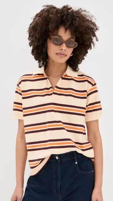 LIONESS Leisure Polo Orange Stripe L | Thumbnail 2 LIONESS Leisure Polo Orange Stripe L | Thumbnail 2