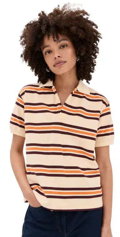 LIONESS Leisure Polo Orange Stripe L | Thumbnail 1 LIONESS Leisure Polo Orange Stripe L | Thumbnail 1