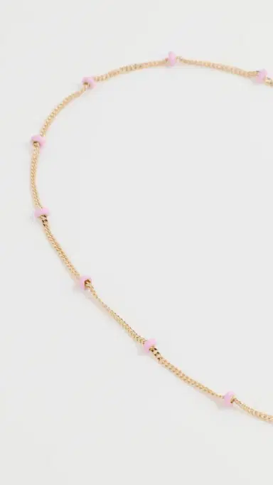Zoë Chicco 14k Gold Enamel Satellite Chain Anklet Pink One Size | Thumbnail 4