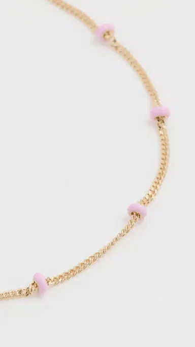 Zoë Chicco 14k Gold Enamel Satellite Chain Anklet Pink One Size | Thumbnail 5