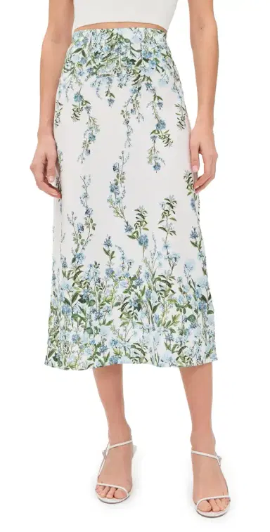 ALICE + OLIVIA Maeve Midi Slip Skirt Fresh Air Carolina Blue | Thumbnail 1 ALICE + OLIVIA Maeve Midi Slip Skirt Fresh Air Carolina Blue | Thumbnail 1