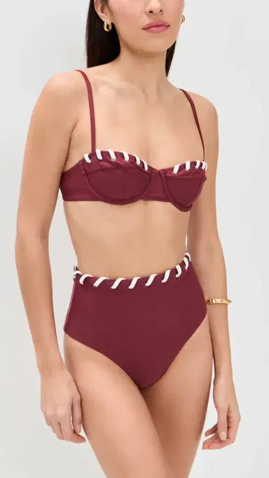 Simkhai Milou High Waisted Bikini Bottoms | Thumbnail 4