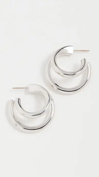 Jennifer Fisher 1 Double Lilly Mini Hoops Silver One Size | Thumbnail 2