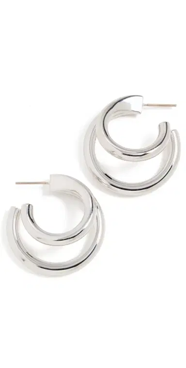 Jennifer Fisher 1 Double Lilly Mini Hoops Silver One Size | Thumbnail 1