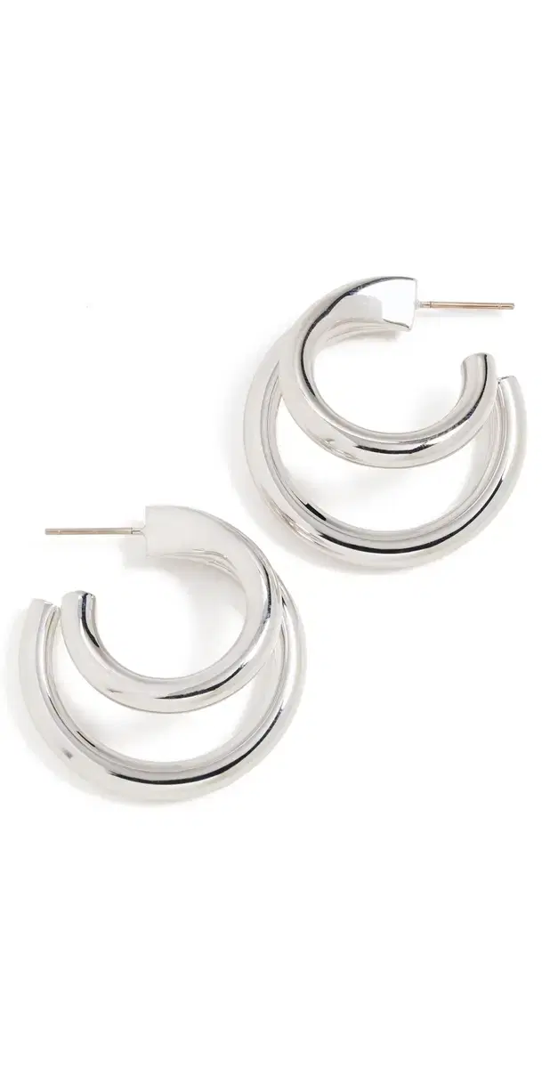 1 Double Lilly Mini Hoops Silver One Size