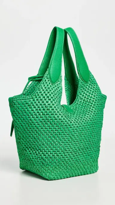 Polo Ralph Lauren Raffia Leather Medium Tote Parrot One Size | Thumbnail 4 Polo Ralph Lauren Raffia Leather Medium Tote Parrot One Size | Thumbnail 4
