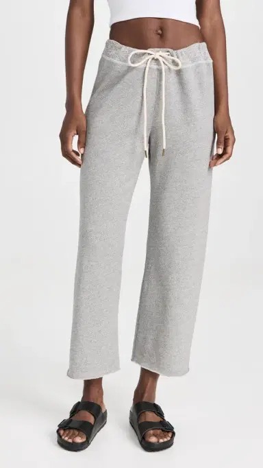 The Great. THE GREAT. The Wide Leg Cropped Sweatpants Varsity Grey 3 | Thumbnail 2