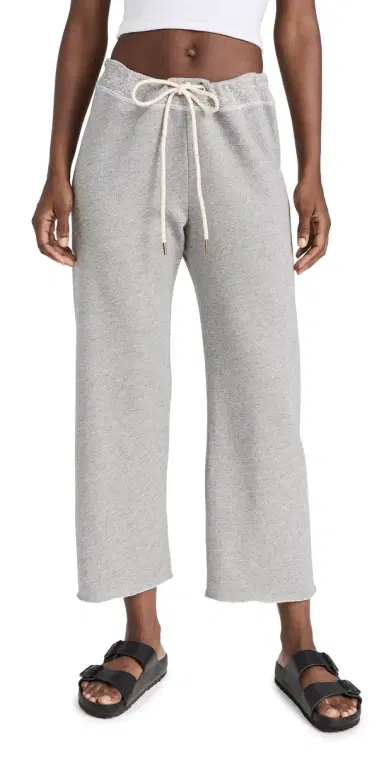 The Great. THE GREAT. The Wide Leg Cropped Sweatpants Varsity Grey 3 | Thumbnail 1