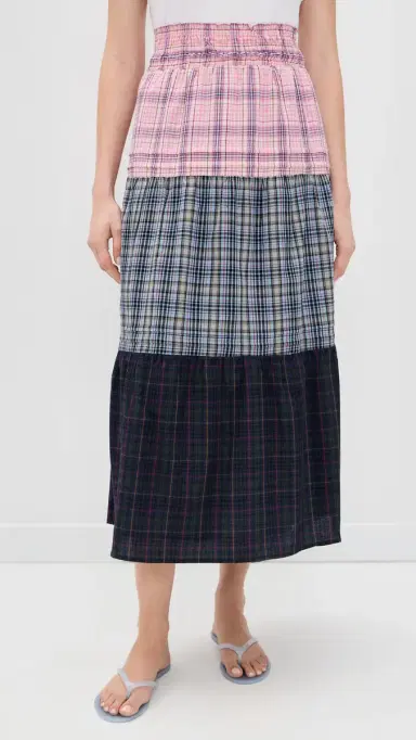 Rowing Blazers Tiered Plaid Skirt ixed Plaid | Thumbnail 2 Rowing Blazers Tiered Plaid Skirt ixed Plaid | Thumbnail 2