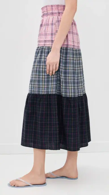 Rowing Blazers Tiered Plaid Skirt ixed Plaid | Thumbnail 4 Rowing Blazers Tiered Plaid Skirt ixed Plaid | Thumbnail 4