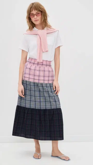 Rowing Blazers Tiered Plaid Skirt ixed Plaid | Thumbnail 5 Rowing Blazers Tiered Plaid Skirt ixed Plaid | Thumbnail 5