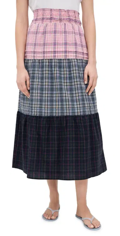 Rowing Blazers Tiered Plaid Skirt ixed Plaid | Thumbnail 1 Rowing Blazers Tiered Plaid Skirt ixed Plaid | Thumbnail 1