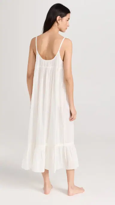 THE GREAT. The Eyelet Ruffle Tank Night Dress True White | Thumbnail 3