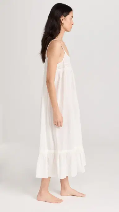 THE GREAT. The Eyelet Ruffle Tank Night Dress True White | Thumbnail 4