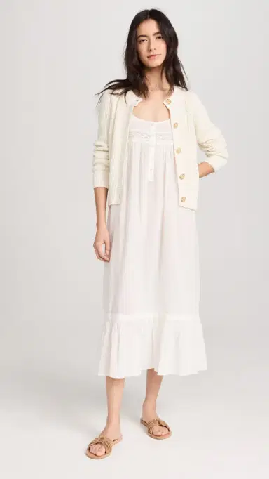 THE GREAT. The Eyelet Ruffle Tank Night Dress True White | Thumbnail 5