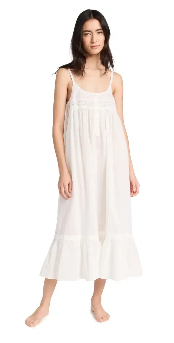 The Eyelet Ruffle Tank Night Dress True White
