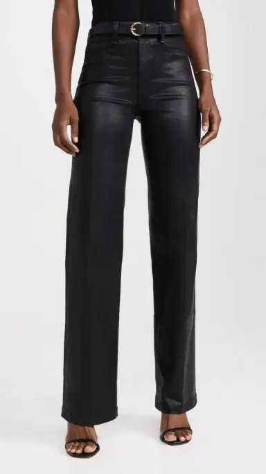 L'Agence Clayton Wide Leg Jeans Noir Coated 31 | Thumbnail 2