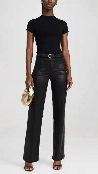 L'Agence Clayton Wide Leg Jeans Noir Coated 31 | Thumbnail 5