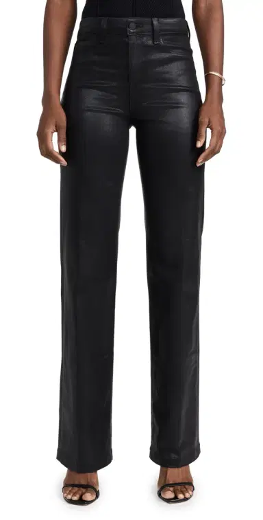 L'Agence Clayton Wide Leg Jeans Noir Coated 31 | Thumbnail 1