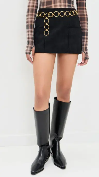 Alexis Nita Faux Suede Skirt with Belt Black | Thumbnail 2