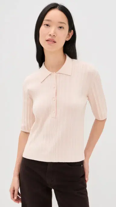 Closed Short Sleeve Knit Polo Blush Pink | Thumbnail 2