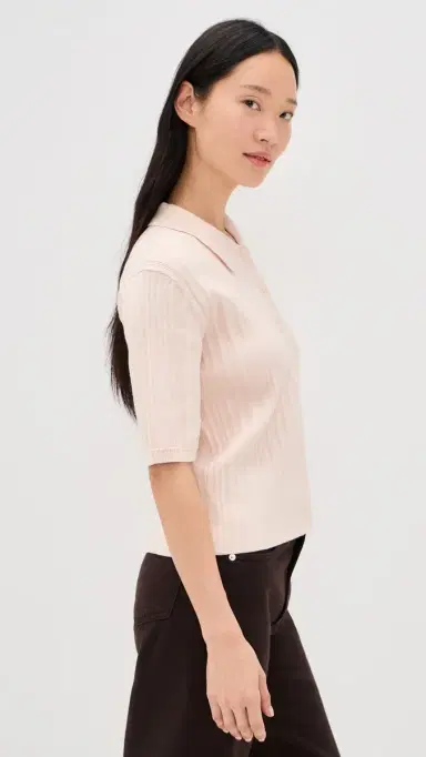 Closed Short Sleeve Knit Polo Blush Pink | Thumbnail 4