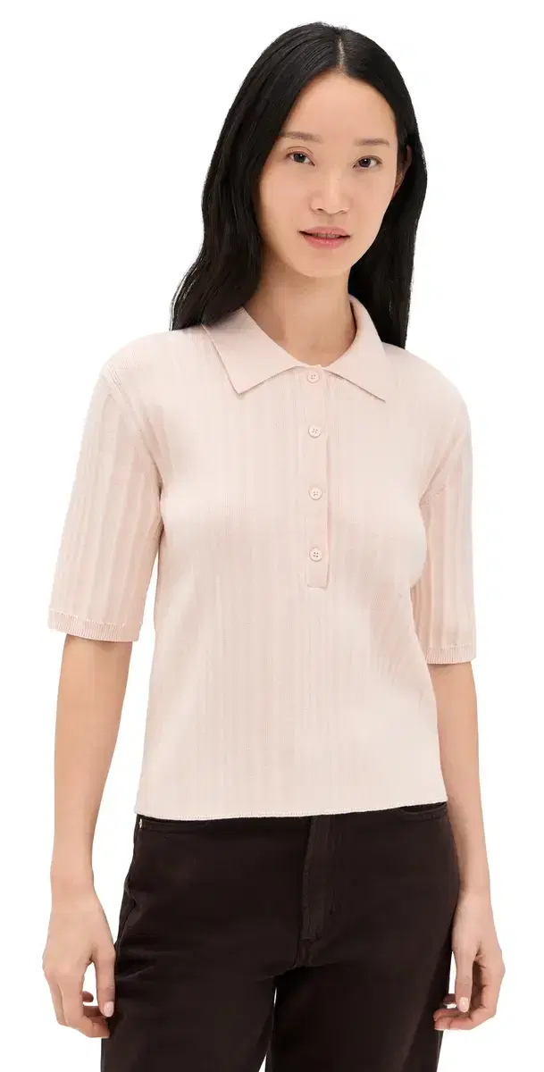 hort leeve Knit Polo Blush Pink