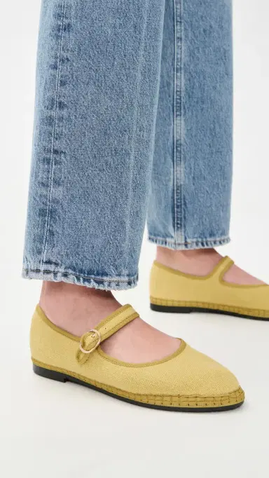 Flabelus Zuihitsu Linen Mary Janes Yellow 35 | Thumbnail 3