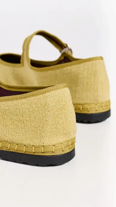 Flabelus Zuihitsu Linen Mary Janes Yellow 35 | Thumbnail 4