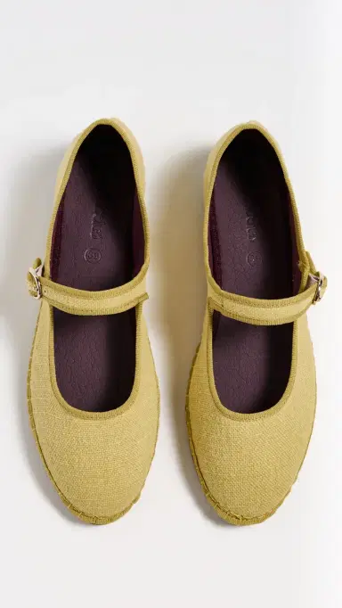 Flabelus Zuihitsu Linen Mary Janes Yellow 35 | Thumbnail 5