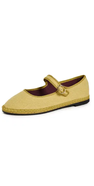 Flabelus Zuihitsu Linen Mary Janes Yellow 35 | Thumbnail 1