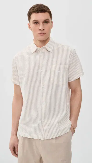 Obey Seersucker Collared Shirt Unbleached Multi | Thumbnail 2 Obey Seersucker Collared Shirt Unbleached Multi | Thumbnail 2