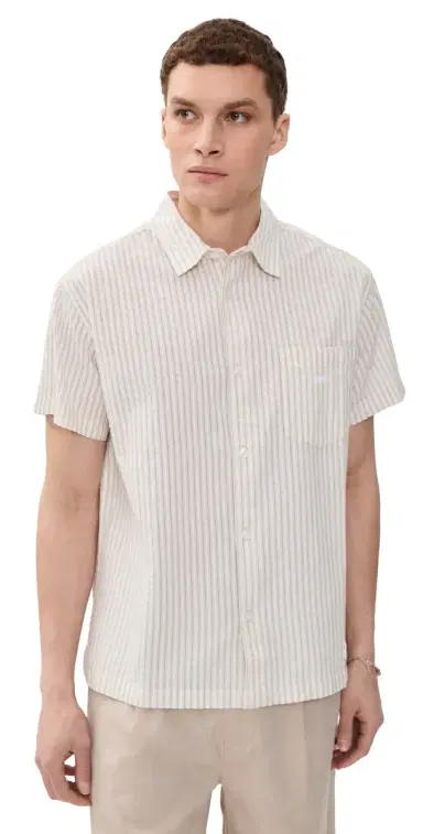 Obey Seersucker Collared Shirt Unbleached Multi | Thumbnail 1 Obey Seersucker Collared Shirt Unbleached Multi | Thumbnail 1