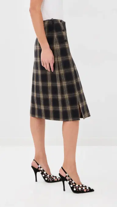 The Attico Midi Pleated Plaid Skirt Brown Shades | Thumbnail 5 The Attico Midi Pleated Plaid Skirt Brown Shades | Thumbnail 5